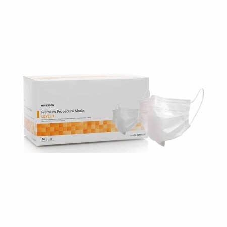 Mckesson Procedure Mask Pleated Earloops One Size Fits Most White NonSterile ASTM Level 3 Adult, 500PK 73-GCFCXSSF